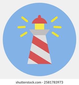 Icon lighthouse. Traditional tattoo elements. Icon in color mate style.