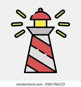 Icon lighthouse. Traditional tattoo elements. Icon in filled line style.