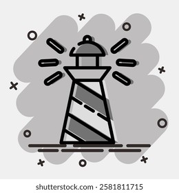Icon lighthouse. Traditional tattoo elements. Icon in comic style.
