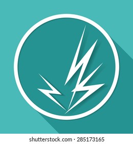 Icon Lightning arrowon white circle with a long shadow