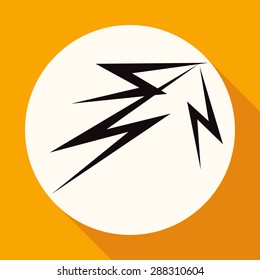 Icon Lightning arrowon white circle with a long shadow