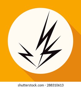 Icon Lightning arrowon white circle with a long shadow