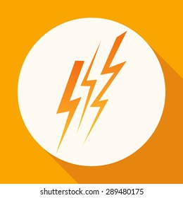 Icon Lightning arrowon white circle with a long shadow
