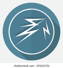 Icon Lightning arrowon white circle with a long shadow