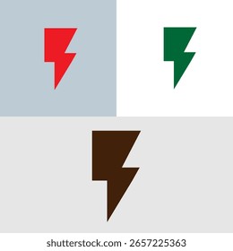Ícone de ícones de raio em cores diferentes, indicando trovão, tempestade, energia, energia ou alertas para MS office, app, páginas da Web

