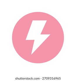 Icono Relámpago en Círculo, Rosa y Blanco