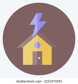 Icono relámpago de la casa impactante. adecuado para el símbolo de desastres. estilo plano. diseño simple editable. vector de plantilla de diseño. ilustración de símbolo simple