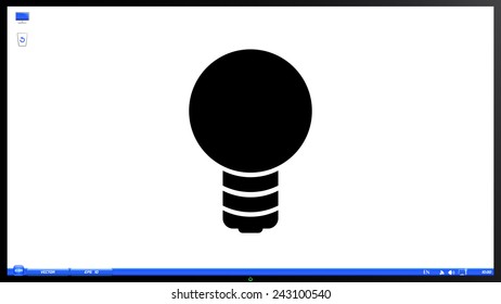Icon lights. Lightbulb icon on the screen monitor. Made vector illustration