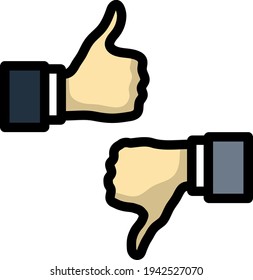 Icon Of Like And Dislike. Editable Bold Outline With Color Fill Design. Vector Illustration.