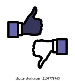 Icono De Me Gusta Y No Me Gusta. Contorno de negrita editable con diseño de relleno de color. Ilustración vectorial.