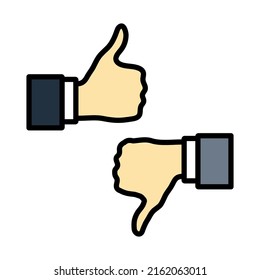 Icon Of Like And Dislike. Editable Bold Outline With Color Fill Design. Vector Illustration.