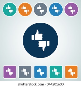 Icon of Like & Dislike in Multi Color Circle & Square Shape. Eps-10.