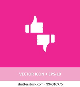 Icon of Like & Dislike on Magenta Color Background. Eps-10.