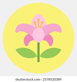 Icon lily. Beautiful flowers elements. Icon in color mate style.