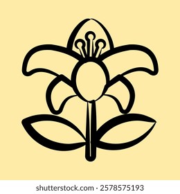 Icon lily. Beautiful flowers elements. Icon in hand drawn style.