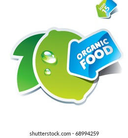 Icon lime with the arrow by organic food. Vector illustration.