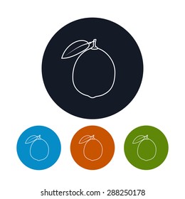 Icon Lime , Four Types of Colorful Round Icons Lime , Line Style, Vector Illustration