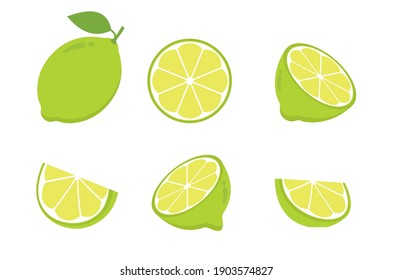 icon lime slice green isolated on white background, lemon half fruit lime. Fresh green cut citrus vector illustration 