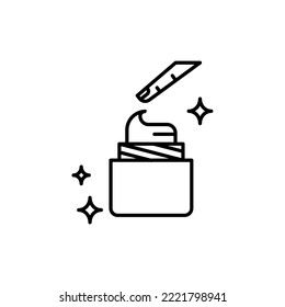 icon line about skin care, beauty cream, face care, facial care. editable stroke color, outline icon style