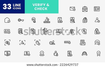 Icon Line about Verify, check, human verify, user, approve, document, fingerprint, security and more. editable file, Line icon style