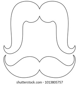 Icon line art poster man father mustache set. Coloring book page for adults kids. Fashion vector illustration for gift card certificate banner sticker badge stamp logo, label