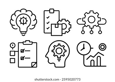 Icon Line Art Vector Illustrations" features minimalist, scalable vector designs perfect for branding, web, and print, emphasizing clean lines and simplicity.