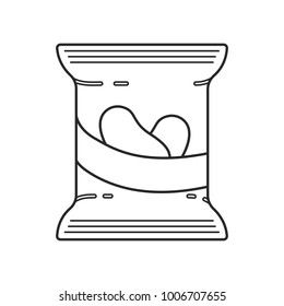 Icon line bag of chips from potatoes