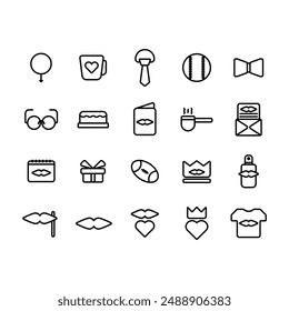 Icon Line black color themes Fatherday