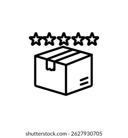 icon line Box with five star rating.