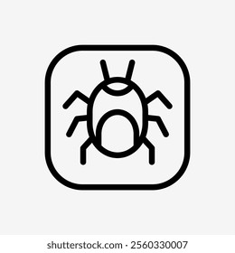 Icon Line Bug malware button. Technology and system concept, Outline style.