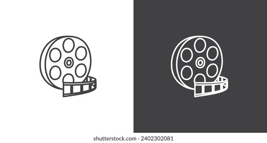 Icon line of Cinema vector. Movie elements. Simple Cinema movie signs. Isolated Cinema movie on black and white background.