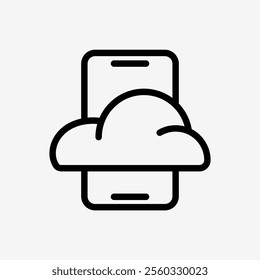 Icon Line Cloud system and smartphone. Technology and system concept, Outline style.