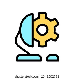 Icon Line Color Computer setting. Outline fill color style.
