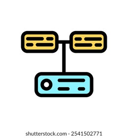 Icon Line Color database system. Outline fill color style.