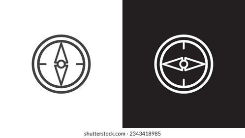 Icon line of compass navigation, vector icon with compass rose for your design,  Navigation technology, geolocation customizable illustration. GPS guide cursor. Navigation icons vector illustration.