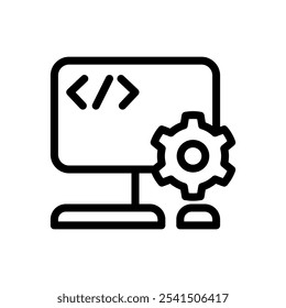 Icon Line computer coding setting. Outline style.