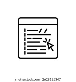 icon line Cursor selecting text in window code.