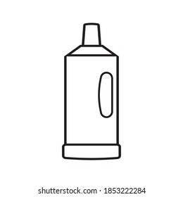 Contenedor detergente de línea de iconos con líquido para lavado de mango