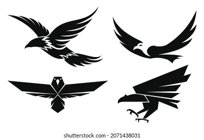 icon line Eagle mascot for sport team, Eagle head icon set