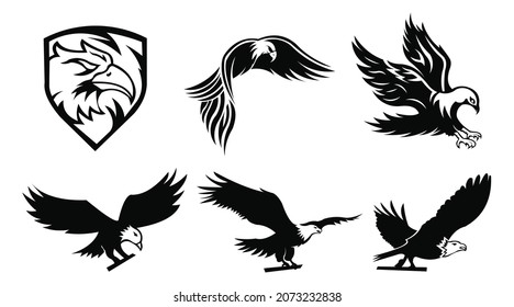 icon line Eagle mascot for sport team, Eagle head icon set