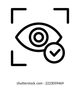 línea de icono, verificación de identificación de cara, verificación de voz, escáner de retina, verificación, verificación, comprobación, seguridad, color editable, estilo de icono de contorno.