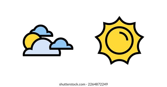 color de relleno de línea de iconos Nube y sol. color modificable.