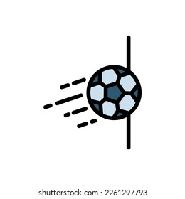 Icon Line Fill Color soccer, football, football equipment, soccer foul, soccer player. Outline fill color icon editable file.