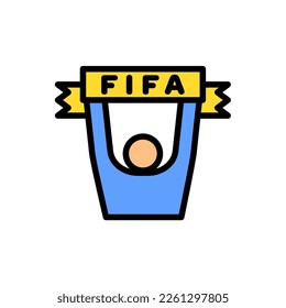 Icon Line Fill Color soccer, football, football equipment, soccer foul, soccer player. Outline fill color icon editable file.