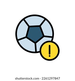 Icon Line Fill Color soccer, football, football equipment, soccer foul, soccer player. Outline fill color icon editable file.