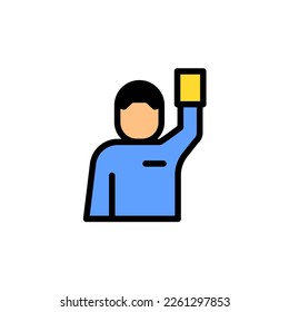 Icon Line Fill Color soccer, football, football equipment, soccer foul, soccer player. Outline fill color icon editable file.