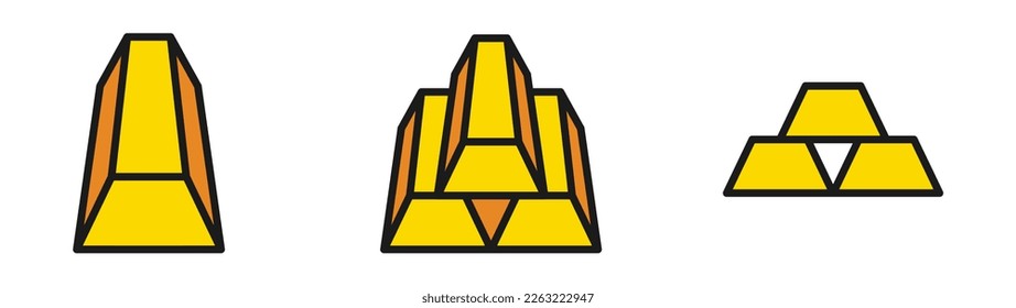 icon line fill gold, gold bars, gold bricks. vector illustration