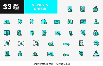 Icon Line Fill Verify, check, human, user, approve, document, fingerprint, security and much more. editable file, Line Fill icon style