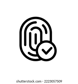 icon line fingerprint verification, fingerprint, verified, verify, lock, identification, security, secure, protection, gadget, technology. editable color, outline icon style.