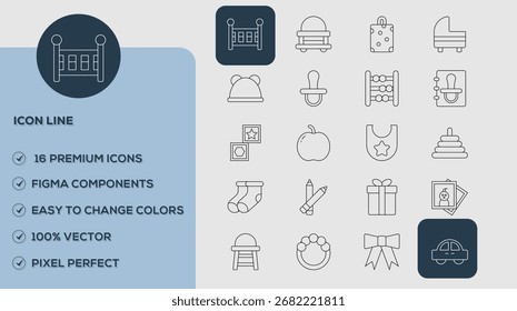 Linha de ícone plana editável Icon Set para soluções de design profissional